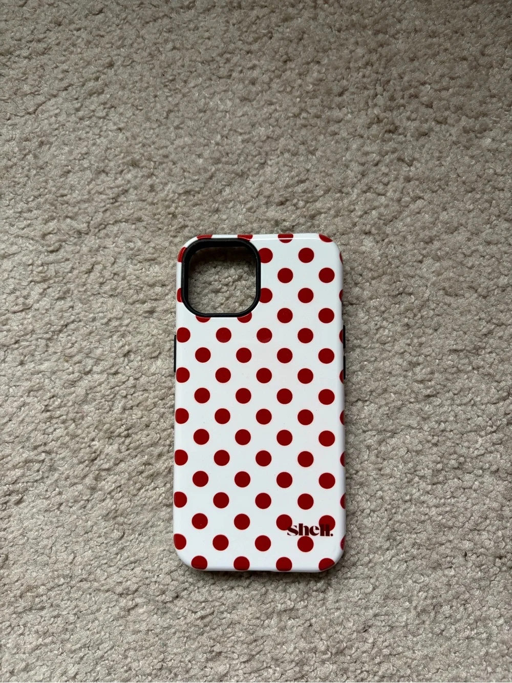 Polka Dot Protective Phone Case in White with Red Dots